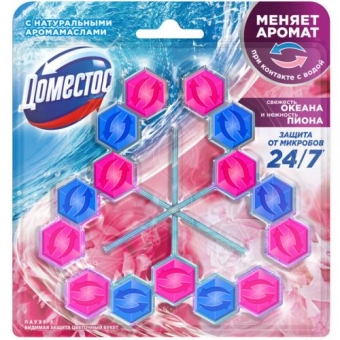 Блок Доместос Пауэр 5 Видимая защита Цветочный букет для очищения унитаза, Unilever HPC,