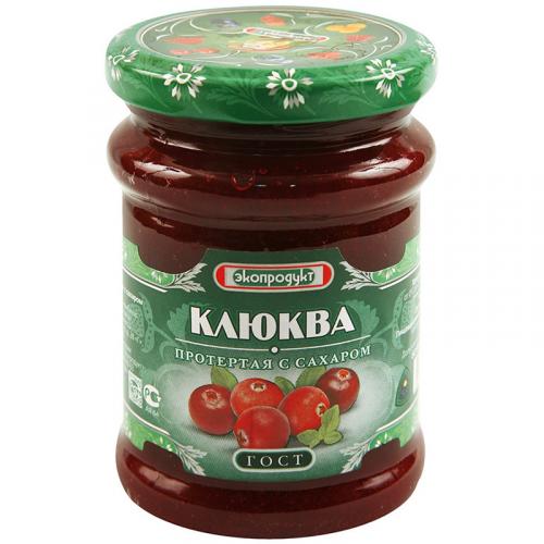 Клюква Экопродукт, протертая с сахаром, Экопродукт, 320 г