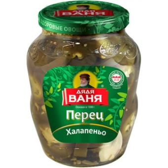 Перец Халапеньо Дядя Ваня зеленый нарезанный, Дядя Ваня Трейдинг, 350 г