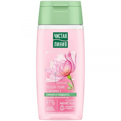 Лосьон-тоник Чистая линия Сияние и гладкость для сухой и чувствительной кожи, Концерн Калина, 100 мл