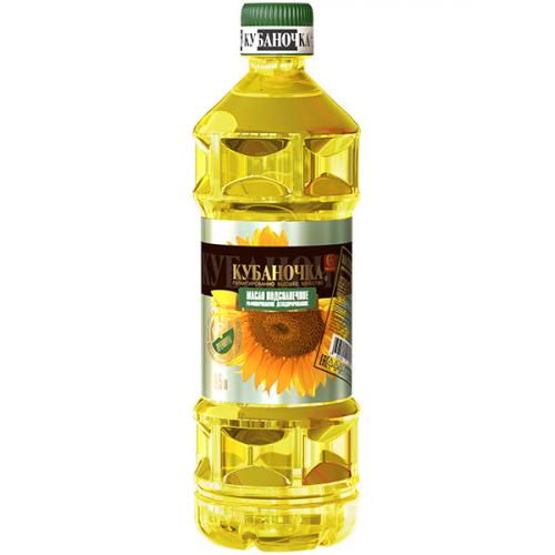 Масло Кубаночка подсолнечное рафинированное дезодорированное, ГОСТ, Премиум, Кубаночка, 0.5 л