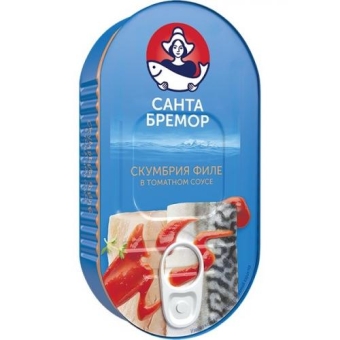 Скумбрия филе Санта Бремор в томатном соусе, Русское Море, 175 г