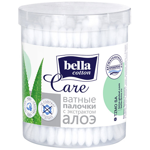 Палочки ватные Bella Cotton Care с экстрактом алоэ, Bella,
