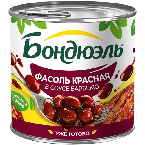 Фасоль Бондюэль красная в соусе барбекю, Бондюэль, 425 мл