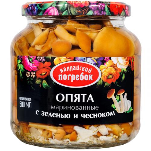 Опята Валдайский погребок маринованные с зеленью и чесноком, Валдай, 500 мл