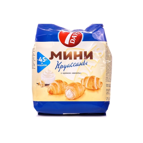 Круассаны-мини «7DAYS» с кремом ваниль, Россия, 105 г