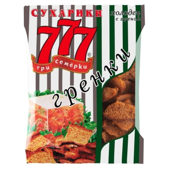 Гренки сухарики «777» со вкусом Холодца с хреном, Россия, 150 г