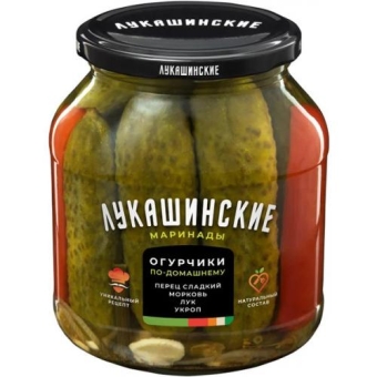 Огурчики Лукашинские маринованные по-домашнему, ФОРВАРД, 670 г