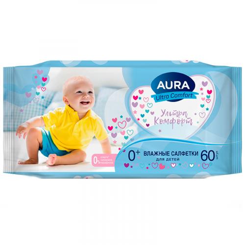 Салфетки влажные Aura Ultra Comfort для детей 0+, Коттон Клаб,