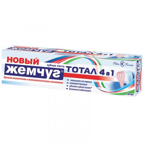 Паста зубная Новый жемчуг Тотал 4 в 1, Невская Косметика, 100 мл