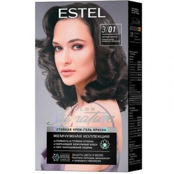 Крем-гель краска стойкая Estel Color Signature для волос, 3/01 черный жемчуг, Эстель, 150 мл
