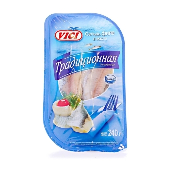 Сельдь филе в масле «Традиционная», VICI, Россия, 240 г
