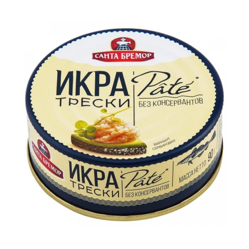 Икра Трески «Pate» Деликатесная, Санта Бремор, 90 г