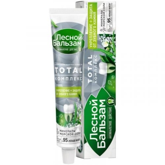 Паста зубная Лесной бальзам Total Комплекс с морской солью, алоэ и белым чаем, Концерн Калина, 75 мл