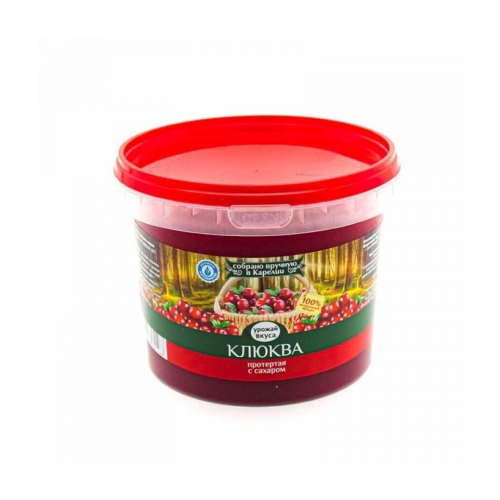 Брусника протертая с сахаром, Урожай вкуса, 900 г