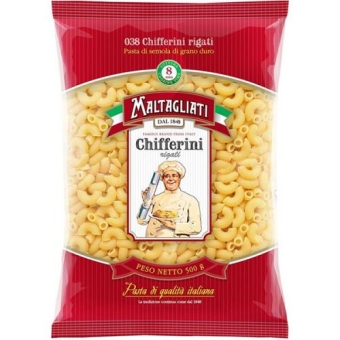 Макаронные изделия Maltagliati 038 Chifferini Rigati Рожки, ИНФОЛИНК, 500 г