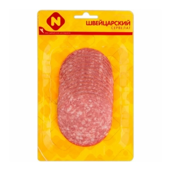 Сервелат (нарезка) Швейцарский варено-копченый, Останкино, 100 г