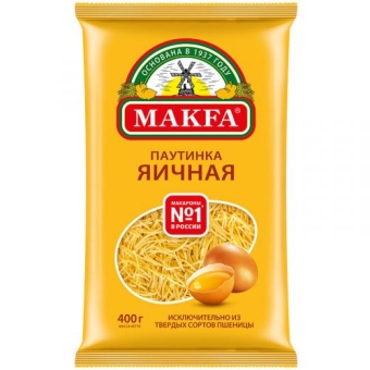 Макаронные изделия яичные Makfa вермишель, паутинка яичная, Макфа, 400 г