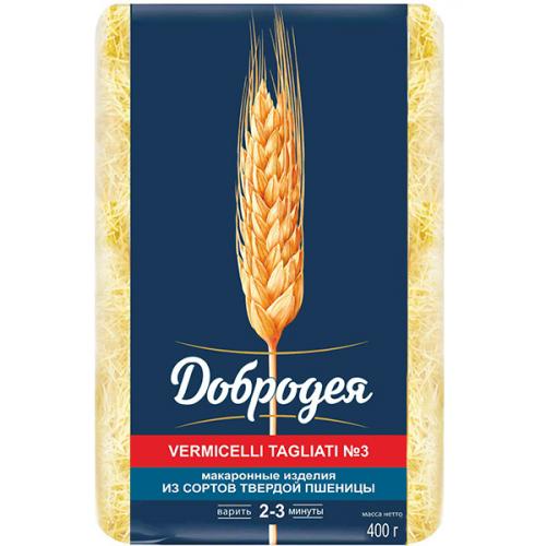 Макаронные изделия Добродея Vermicelli Tagliati N3 Вермишель Ниточка, Добродея, 400 г