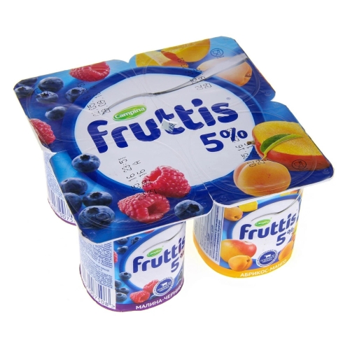 Йогурт «Фруттис» Абрикос/Малина/Черника/Манго 5%, Кампина, 115 г