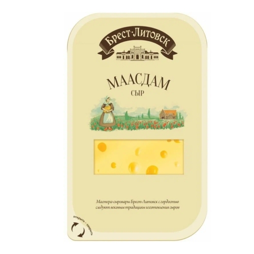 Сыр (нарезка) Маасдам 45%, Брест Литовск, 130 г