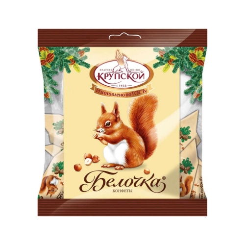 Конфеты (пакет) Белочка, КФ «Крупской», 200 г