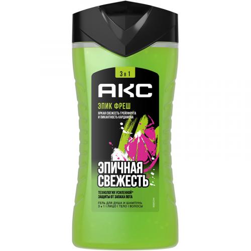 Гель для душа и шампунь Акс Эпик Фреш 3 в 1, Unilever HPC, 250 мл
