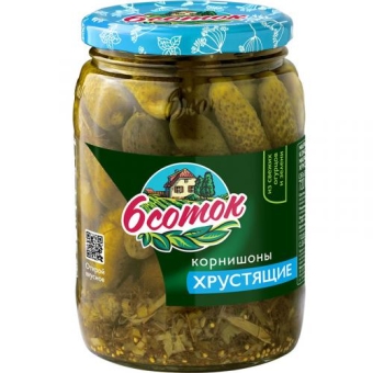 Корнишоны 6 соток маринованные хрустящие, DESAN, 720 мл