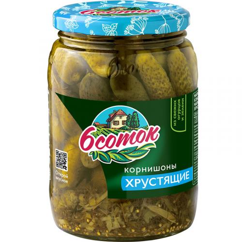 Корнишоны 6 соток маринованные хрустящие, DESAN, 720 мл