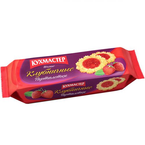 Печенье сдобное Кухмастер Клубничные тарталетки, Кухмастер, 240 г