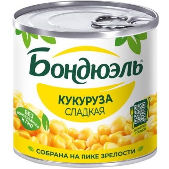 Кукуруза Бондюэль сладкая в зернах, Бондюэль, 170 г