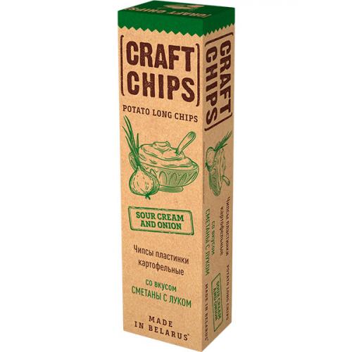 Чипсы картофельные Крафтовые пластинки со вкусом сметаны с луком, ОНЕГА, 90 г