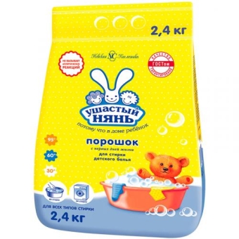 Порошок стиральный Ушастый нянь для стирки детского белья, Невская Косметика, 2.4 кг