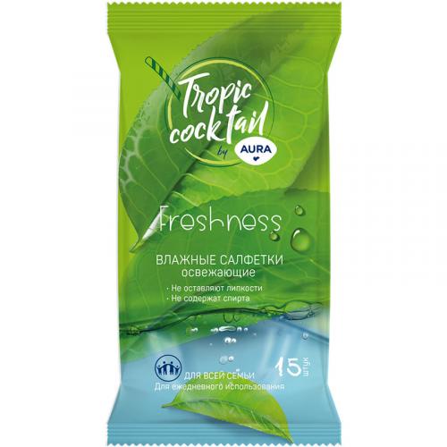 Салфетки влажные Aura Tropic Cocktail освежающие, Коттон Клаб,