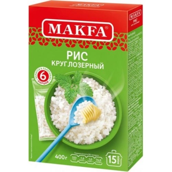 Крупа Makfa рис круглозерный шлифованный, Макфа,