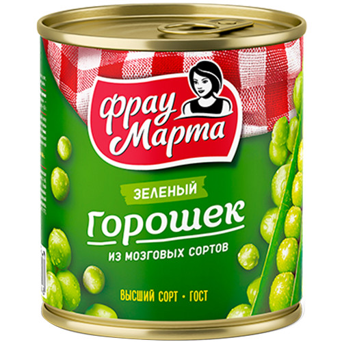 Горошек зеленый Фрау Марта, ЭРКОНПРОДУКТ, 310 г