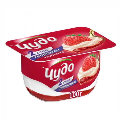 Творожок «Чудо» Клубника/Земляника 4,0%, ВБД, 100 г