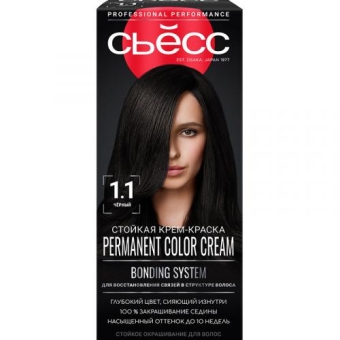 Крем-краска стойкая Сьесс для волос, 1-1 Черный, Лаб Индастриз