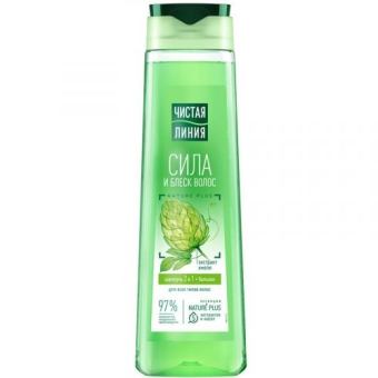 Шампунь-бальзам Чистая линия 2 в 1 Сила и блеск для всех типов волос, Концерн Калина, 400 мл