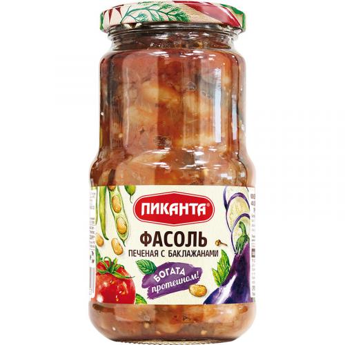 Фасоль печеная Пиканта с баклажанами, Пиканта, 470 г