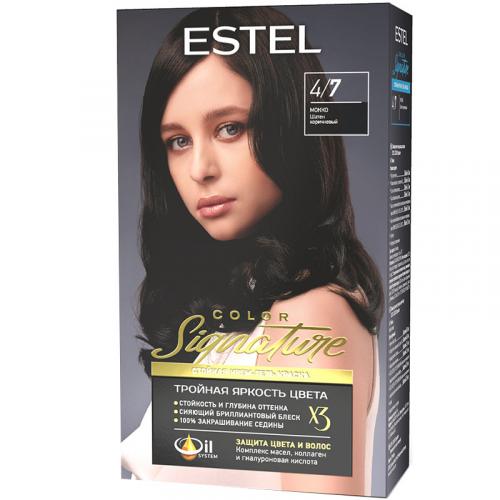 Крем-гель краска стойкая Estel Color Signature для волос, 4/7 мокко, Эстель, 150 мл