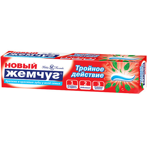 Паста зубная Новый жемчуг Тройное действие, Невская Косметика, 75 мл