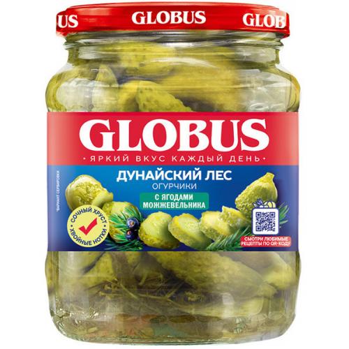 Огурчики Globus маринованные с ягодами можжевельника, Глобус, 500 мл
