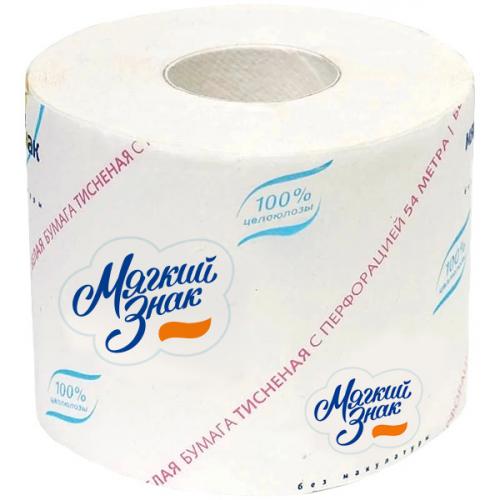 Бумага туалетная Мягкий знак однослойная тисненая с перфорацией, Мягкий знак, .