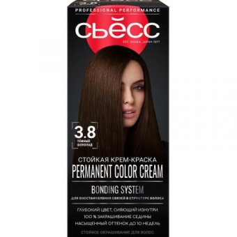 Крем-краска стойкая Сьесс для волос, 3-8 Темный шоколад, Лаб Индастриз,