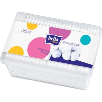 Палочки ватные Bella Cotton в пластиковой квадратной упаковке, BELLA