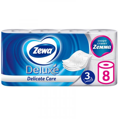 Бумага туалетная Zewa Deluxe без аромата, 3 слоя, Эссити,