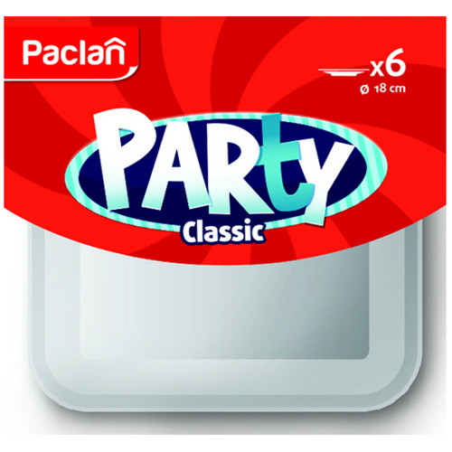 Набор тарелок Paclan Party Classic, белые, квадратные, 18 см, Paclan,