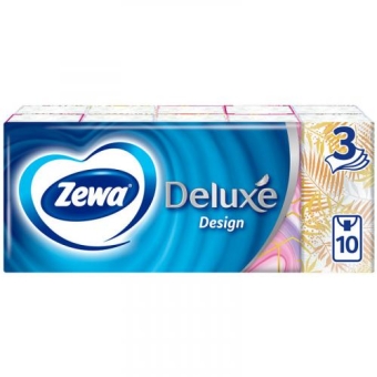 Платочки бумажные Zewa Deluxe Design носовые, 3 слоя, Эссити,