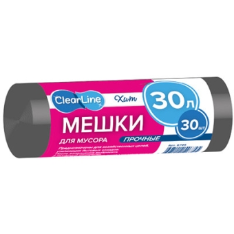 Мешки для мусора Clear Line Хит прочные, черные, ТК НЭП, 30 л